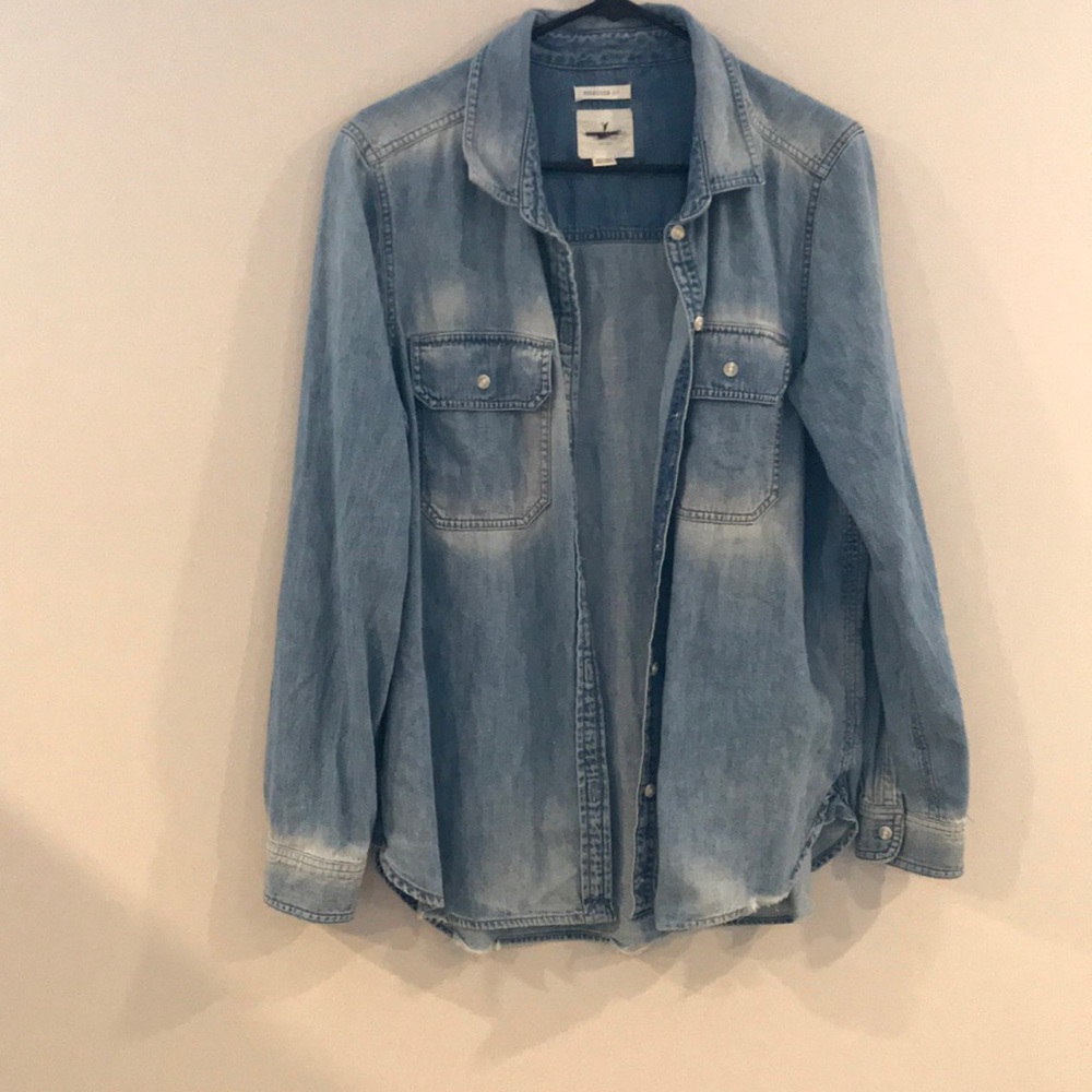 Jean button up, distressed